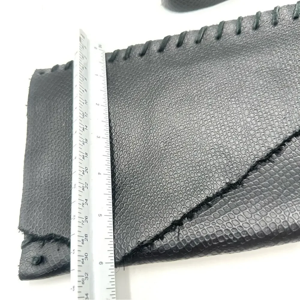 HANDCRAFTED black leather clutch - one of a kind